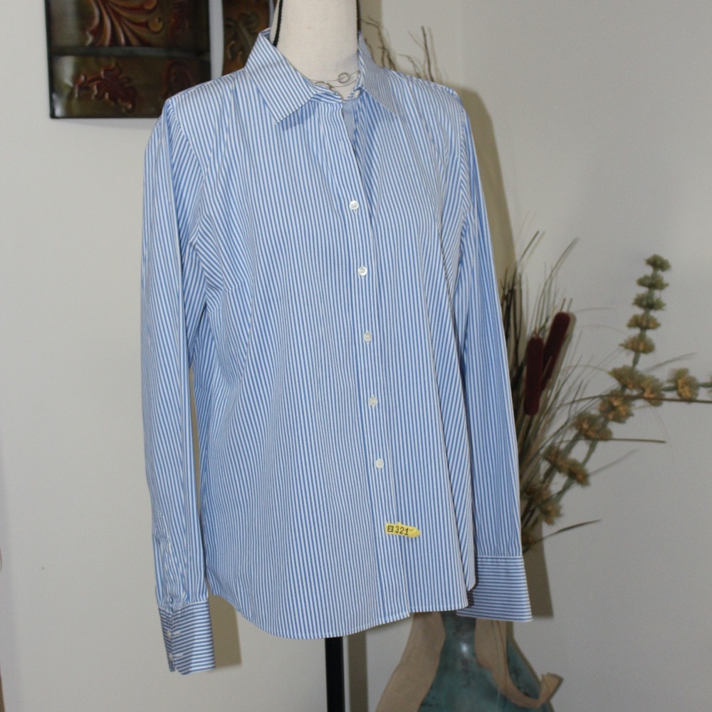 J. Crew Blue and White Striped Button-Down Shirt